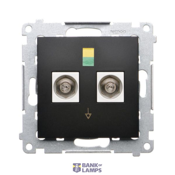 Double equipontential socket, (module), Screw terminals 2.5, 4, 6 mm2, black matt image 1