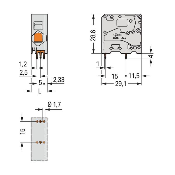 PCB terminal block 16 mm² Pin spacing 10 mm brown image 1
