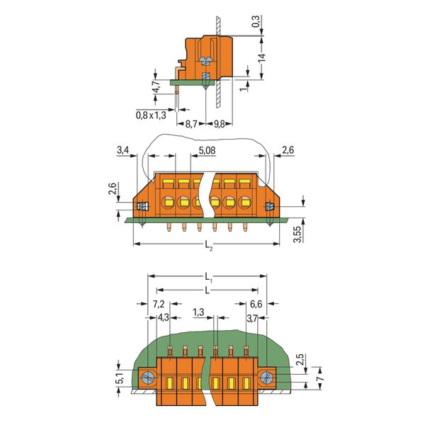 PCB terminal block 2.5 mm² Pin spacing 5.08 mm orange image 1