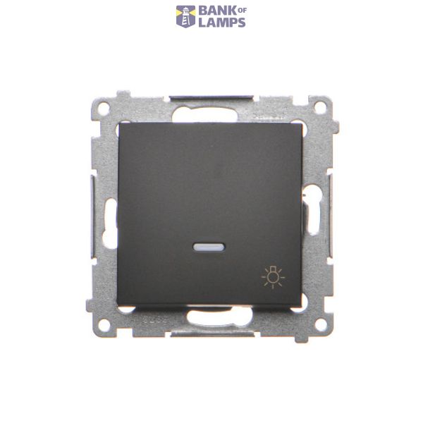 "Light" push button with LED indicator light, (module), 16AX, Screw, black matt image 1
