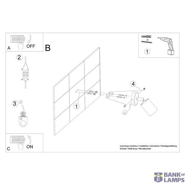 WALL LAMP VERDO BLACK GU10 1X10W IP20 image 4