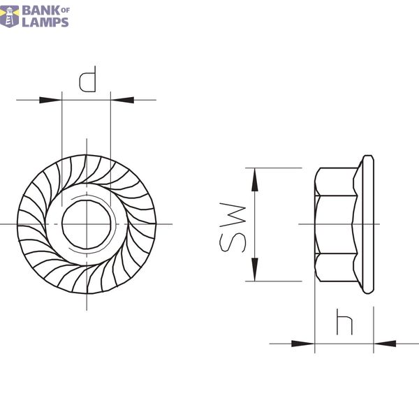 Combined nut with press-fitted washer M6 Stainless steel A5 1.4529 sta image 2