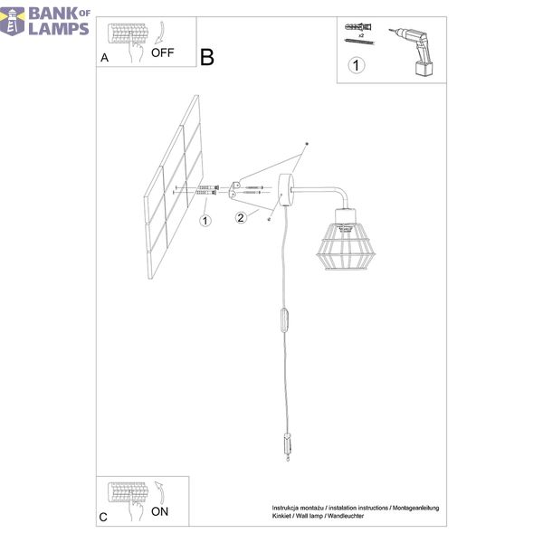WALL LAMP SUBA BLACK E27 1X15W IP20 image 10