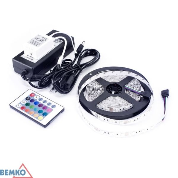 LED STRIP + POWER SUPPLY12V+CONTROLLER 72W DC 5050 300LED/5M IP65 MULTI?OLOR GW.3Y. image 1