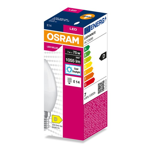 VALUECLB75 7W/865 230VFR E14 FS1 OSRAM image 2