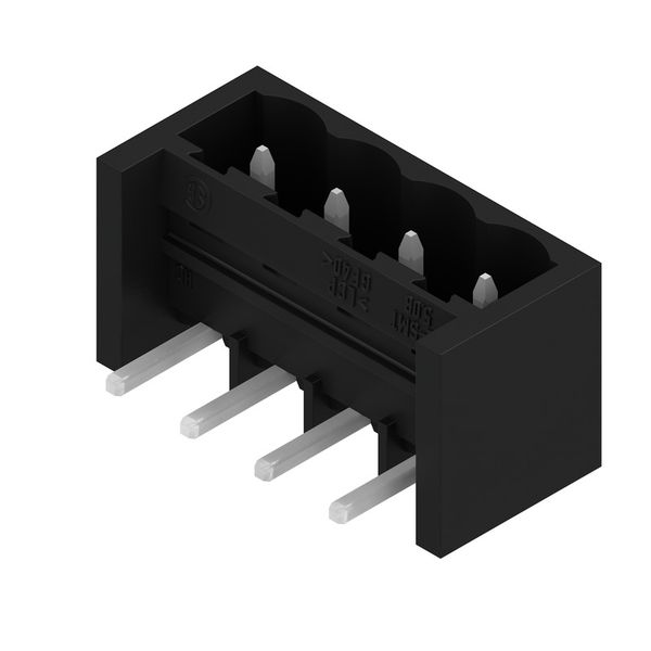 PCB plug-in connector, male header, closed side, THT/THR solder connection, 5.08 mm, Number of poles: 4, 270°, Solder pin length (l): 3.2 mm, tinned, black, Box image 4