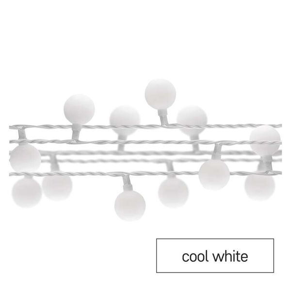 LED cherry light chain – 2.5 cm balls, 4 m, outdoor and indoor, cool white, timer image 1