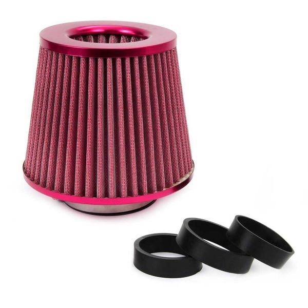 Car Air Conical Filter red, universal, 3 mouting adapters AMIO-01042 image 1