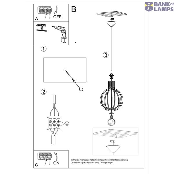HANGING LAMP ARANCIA NATURAL WOOD E27 1X60W IP20 image 5