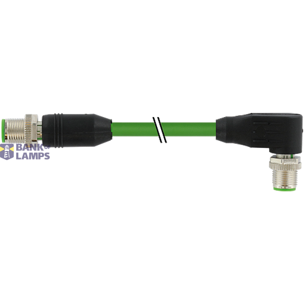 M12 male 0° / M12 male 90° D-cod. shielded PUR 1x4xAWG22  gn 0.4m image 2