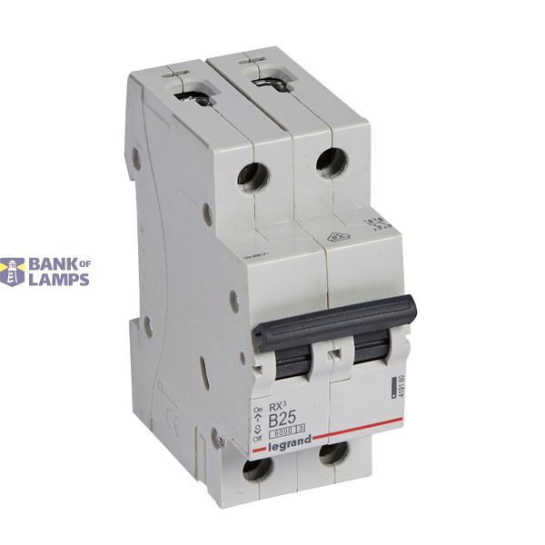 MCB RX³ 6000 - 2P - 230/400V~ - 25 A - B curve - prong/fork type supply busbars image 2