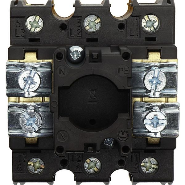 P3-100/EA/SVB Main switch, P3, 100 A, flush mounting, 3 pole, Emergency switching off function, With red rotary handle and yellow locking ring, Lockable in the 0 (O image 13