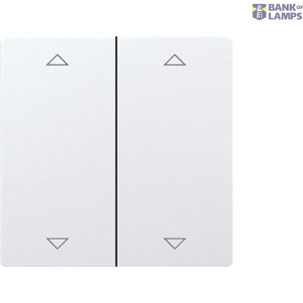 Double rocker laser engraved for wireless pushbutton E-Design65, with battery, pure white glossy image 1