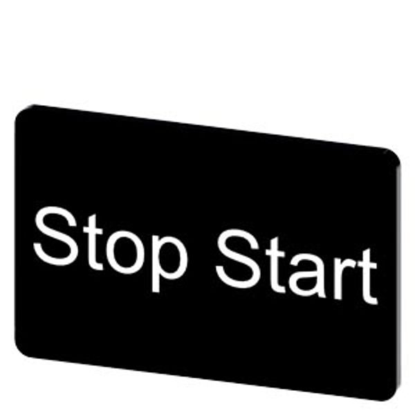 Labeling plate 17.5 x 27 mm, label black, labeling: Stop Start image 1