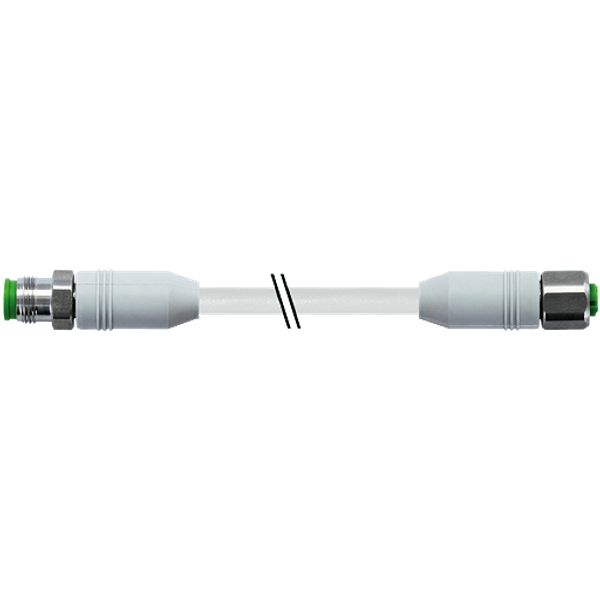 M12 male 0°/M12 fem. 0° A-cod. F&B PVC 4x0.34 shielded gy  0.3m image 1