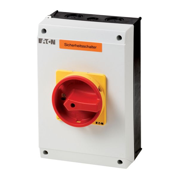 T5B-3-8342/I4-SI Safety switch, T5B, 63 A, 6 pole, Emergency switching off function, With red rotary handle and yellow locking ring, Lockable in position 0 with cover image 2
