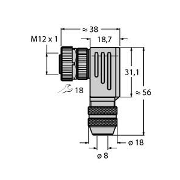 Field-Wireable Connector Female Connector M12 × 1, Angled   BMWS8251-0/9 image 1