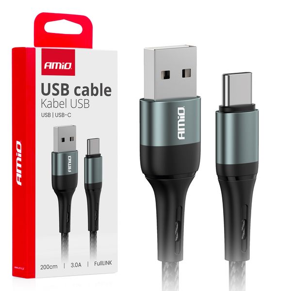 USB to USB-C cable 3A 200cm FullLINK AMIO-03912 image 1