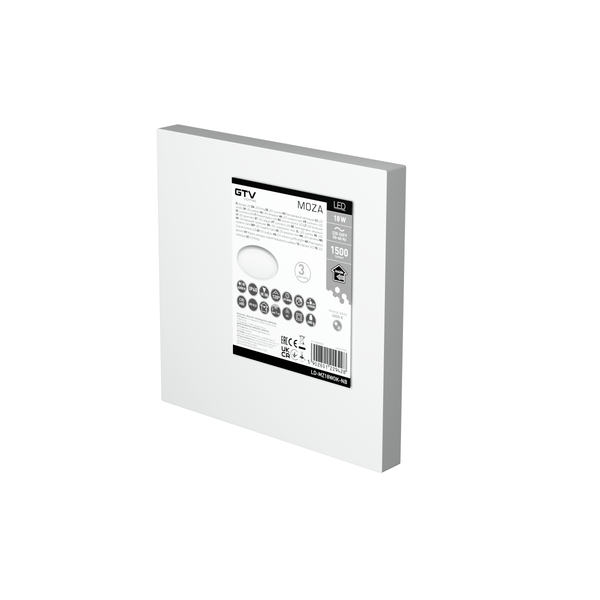 LED luminaire MOZA, 18 W, 1500 lm, 4000K, AC220-240V, PF>0.5, RA≥80, IP40, 120°, recessed, round image 2