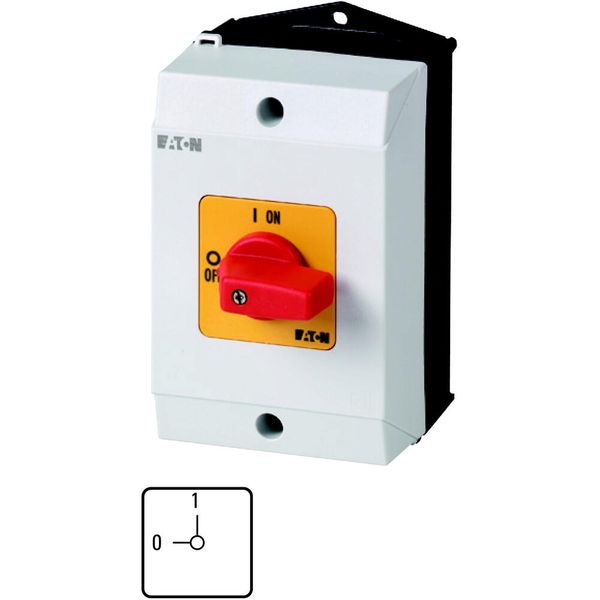 T0-1-8200/I1-RT On-Off switch, T0, 20 A, surface mounting, 1 contact unit(s), 1 pole, Emergency switching off function, with red thumb grip and yellow front plate image 2
