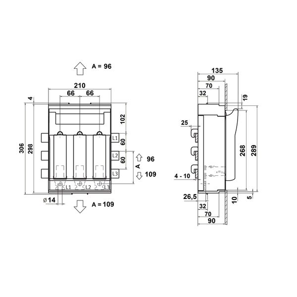 HRC busbar-fuse-switch size 2, 400A, for 60mm-system, M10 (The price is shown without markup on metals. Request a quote for accurate information) image 14
