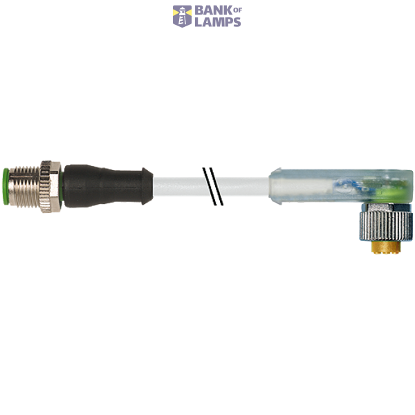 M12 male 0° / M12 female 90° A-cod. LED PUR 3x0.34 gy UL/ CSA+drag 10. image 2