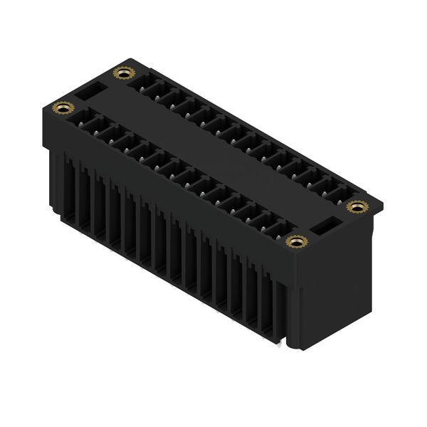PCB plug-in connector, male header, Flange, THT/THR solder connection, 3.81 mm, Number of poles: 28, 180°, Solder pin length (l): 3.2 mm, tinned, black, Box image 4