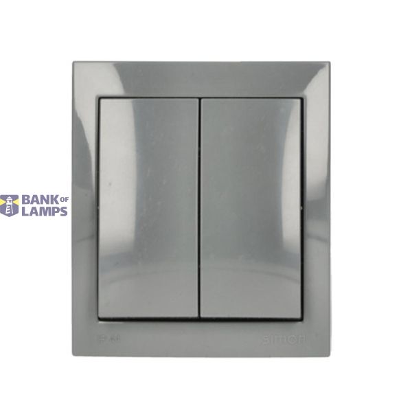 Splash-proof double two-way switch without pictogram, IP44, 10AX, dark grey image 1