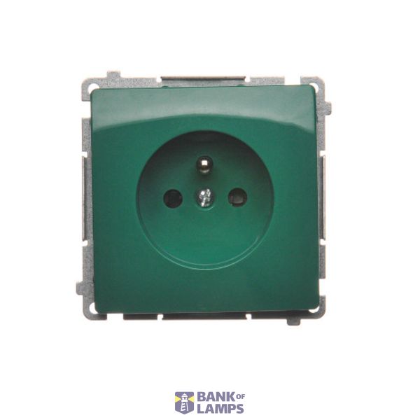 Socket outlet with earthing and shutters, green, 16A image 1