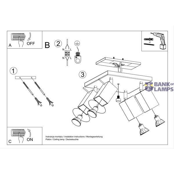 CEILING LAMP MERIDA 4 WHITE GU10 4X40W IP20 image 7