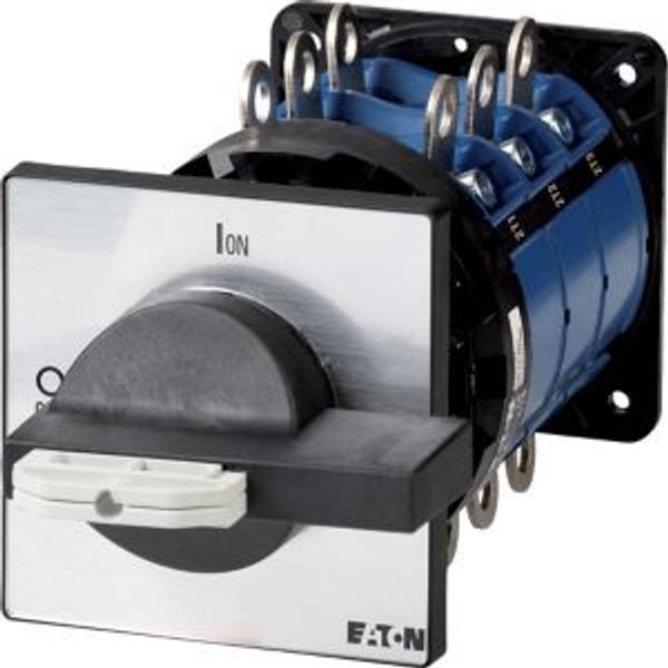 T8-3-8342/V/SVB-SW/HI11 Main switch, T8, 315 A, rear mounting, 3 contact unit(s), 6 pole, 1 N/O, 1 N/C, STOP function, With black rotary handle and locking ring, Lockable in image 2