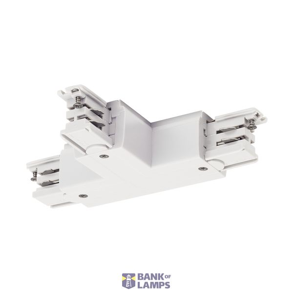 T-connector for S-TRACK 3-circuit track, earth electrode left, white image 1