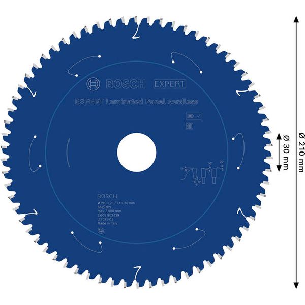 Expert for Laminated Panel Circular Saw Blade for Cordless Saws 210x2.1/1.4x30 T66 image 2
