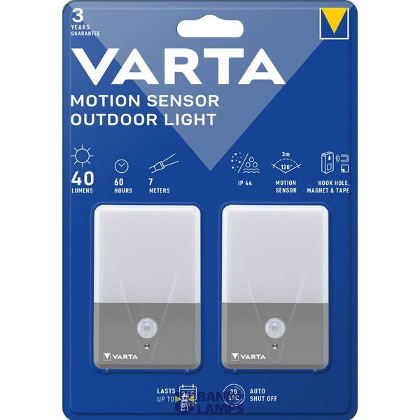 VARTA 16634 Motion Sensor Outdoor Light Twin Pack BL1 image 1