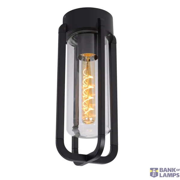 Lucide GARLAND - Flush ceiling light Outdoor - Ø 15,1 cm - 1xE27 - IP44 - Black image 1