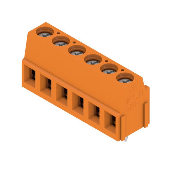 Printed circuit board terminals, 5.08 mm, Number of poles: 6, 90°, Solder pin length (l): 3.5 mm, tinned, orange, Clamping yoke connection, Clamping range, max. : 2.5 mm², Box image 4