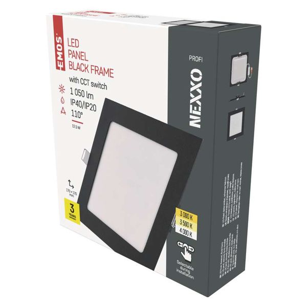 LED recessed luminaire NEXXO, square, silver, 12.5W, with change CCT image 1