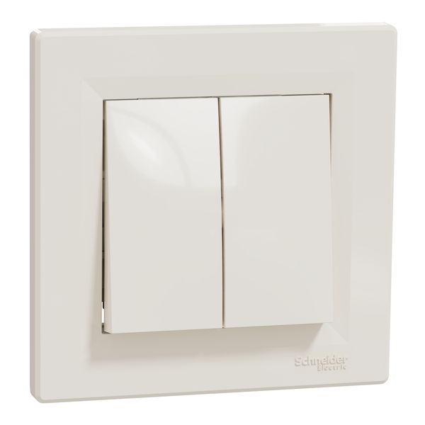 Switch Asfora 1-pole 2-circuits 10AX screwless cream image 1