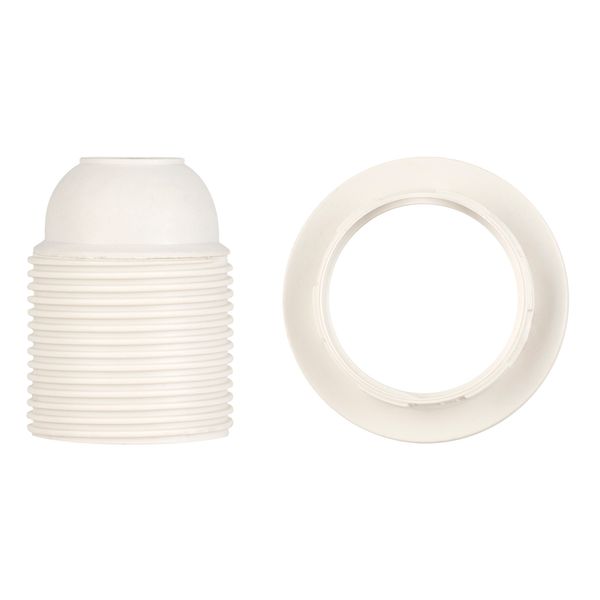Lampholder E27 TP Threaded + Ring White image 1