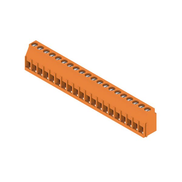 Printed circuit board terminals, 5.08 mm, Number of poles: 20, 90°, Solder pin length (l): 3.2 mm, tinned, orange, Clamping yoke connection, Clamping range, max. : 6 mm², Box image 5