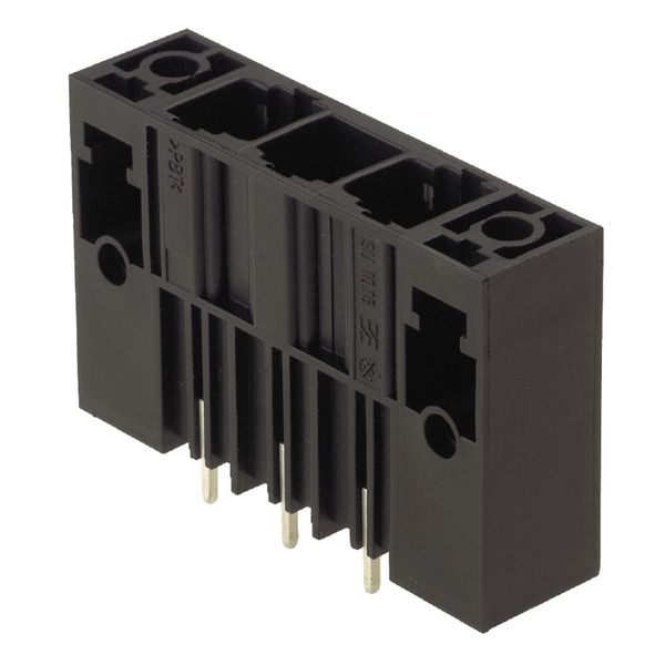 PCB plug-in connector, male header, Clip-on flange, THT solder connection, 10.16 mm, Number of poles: 4, 180°, Solder pin length (l): 3.5 mm, silver-plated, black, Box image 1