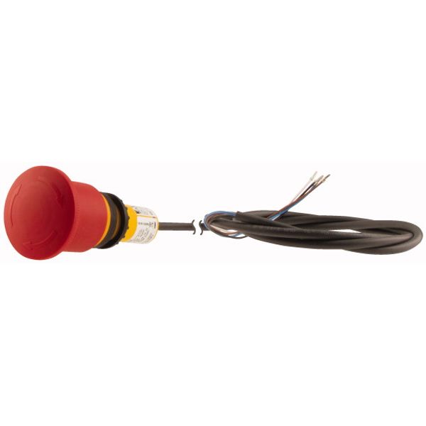 C22-PVT45P-K11-P62 Emergency stop/emergency switching off pushbutton, Palm-tree shape, 45 mm, Turn-to-release function, 1 NC, 1 N/O, Cable (black) with non-terminated en image 3