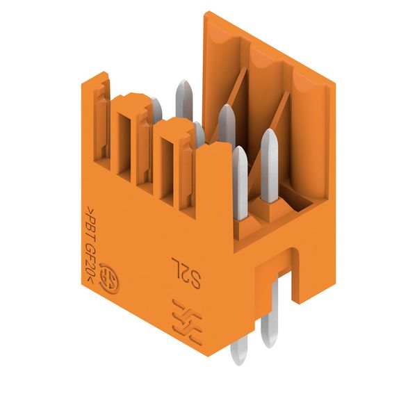 PCB plug-in connector, male header, open side, THT solder connection, 3.50 mm, Number of poles: 6, 180°, Solder pin length (l): 3.5 mm, tinned, orange, Box image 2