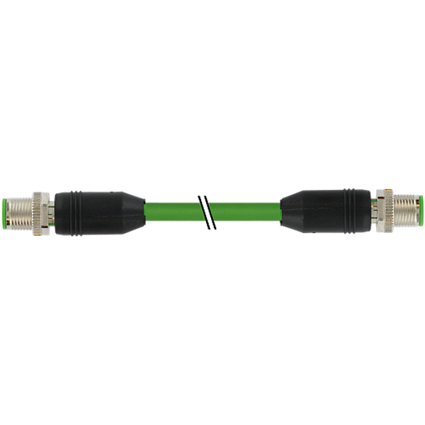 M12 male 0° / M12 male 0° D-cod. shielded PUR 1x4xAWG22 gn  0.6m image 1