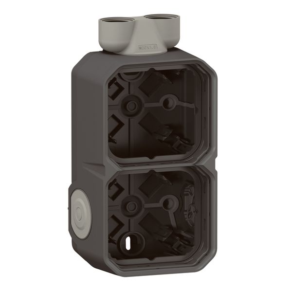 PLEXO 2 GANG BOX VERTICAL WITH CABLE GLAND ISO20 - ANTHRACITE image 1