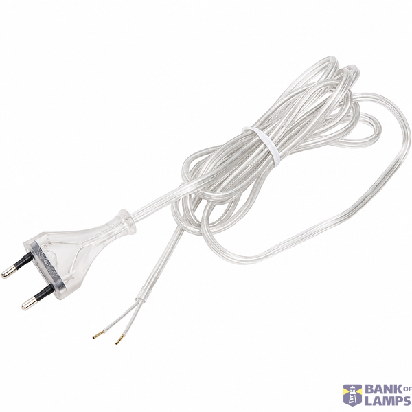 Flat Cord 3m 2×0.75mm² 2.5A 250V~ IP20 EU Plug Transparent image 1