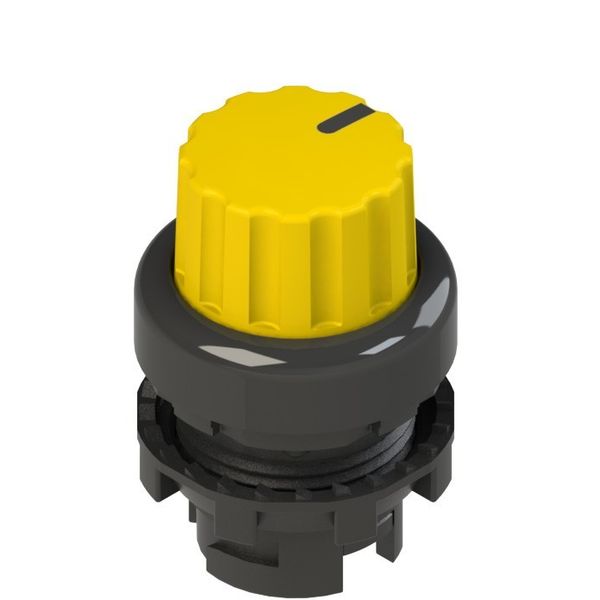 Illuminated knob selector, 3 positions yellow with marking image 1