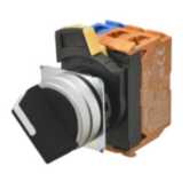Selector A22NS Ã˜22, 3 position, NON-Lighted, bezel brushed metal, MANU A2230910M image 1