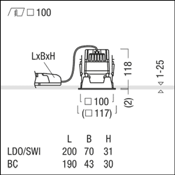 P-INF Q100H 1300-930 LDO WH TL - LED ceiling-recessed luminaire image 3
