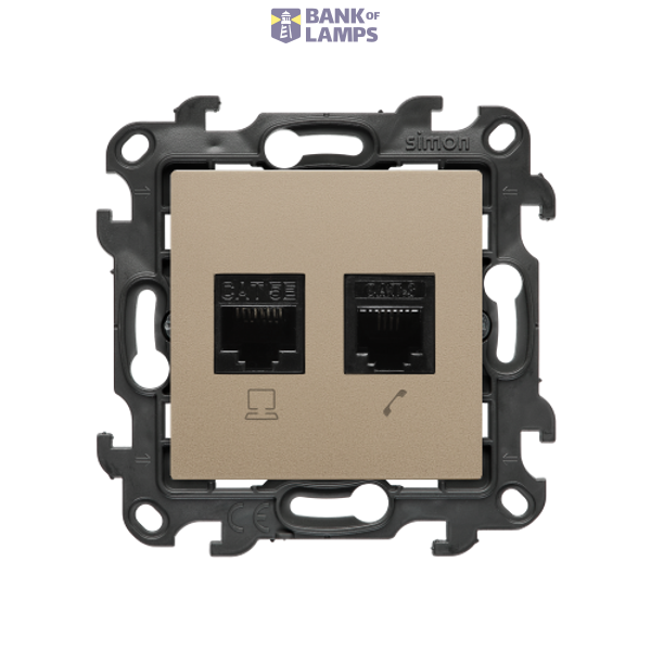 Computer socket RJ45 category 5e + telephone socket RJ12, (module), Simon 24, IP20, champagne matt image 1